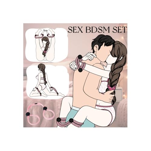 Image of Rope Handcuffs Bracelets 2 Pcs Sex Restraints Ankle Cuffs BDSM Bondage Adjustable Handcuffs Anklets Sex Toys Cotton Ropes Wrist Cuffs Beginner Fetish Adult SM Game for Women (Pink)