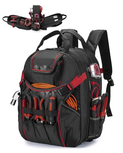 Nixjoro Heavy Duty Tool Bag Backpack,Early Christmas Gift Ideas Full-Open,Water Resistant Tool