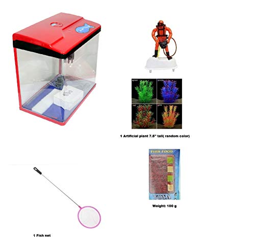 Image of SOBO T-730F Clear Fish Tank Aquarium with Water Pump Filter Home Office Table Decor Size:(LxWxH): 38.5x24x42cm Capacity: 30L Color: Red Aquarium Tank Exclusive Diwali Decoration /Gift