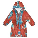 YOUJUNER Bata de baño con capucha para niños, diseño de monstruos de animales marinos, bata de felpa suave, ropa de dormir absorbente, pijama, Multicolor, 2-3 años