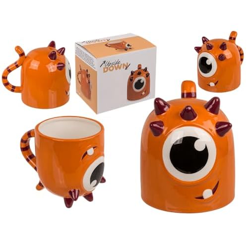Out of the blue Taza con diseño de monstruo invertido, color naranja, 12 x 14 cm, de Dolomita, 500 ml