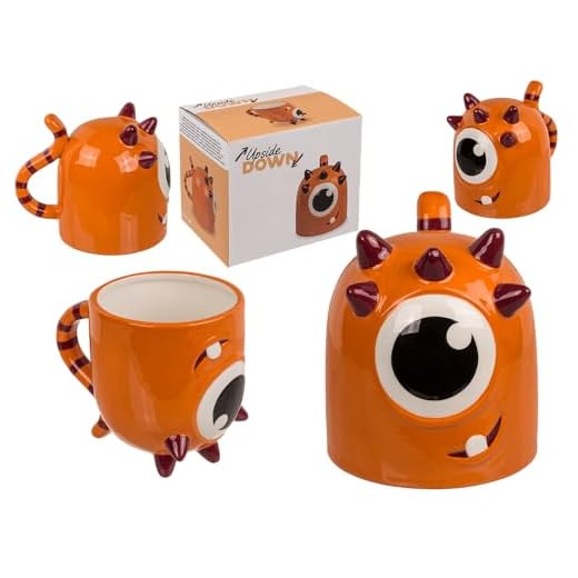 Out of the blue Taza con diseño de monstruo invertido, color naranja, 12 x 14 cm, de Dolomita, 500 ml