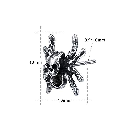 18G Punk Tiny Spider Cz Stud Earrings Ghost Crown Surgical Stainless Steel Earrings For Women Girls #TOP1