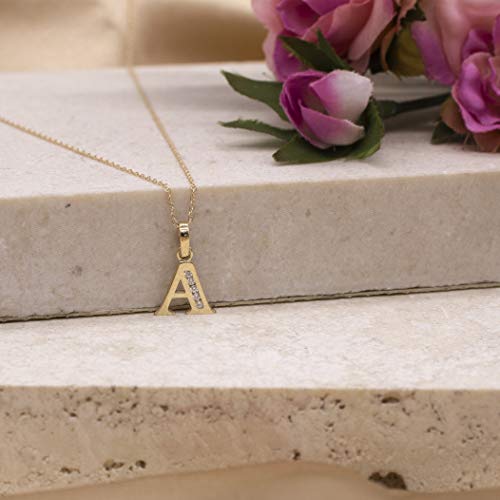 Collar de oro amarillo 9K con colgante y circonita 46 cm