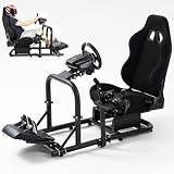 Marada Racing Simulator Cockpit with Black Playseat Upright Stable Pro fit for Logitech G29 G920 G923,Thrustmaster T300RS T500, Fanatec, Sim Racing Cockpit without Steering Wheel Pedal Shifter