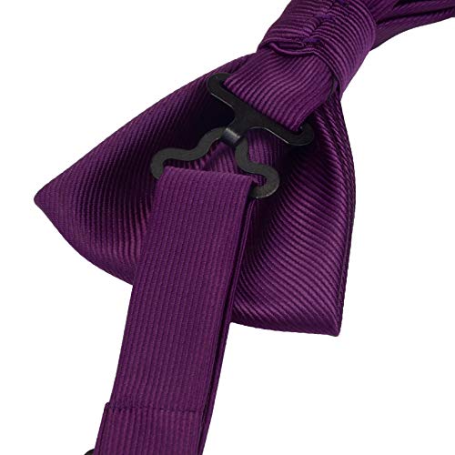Image of GUSLESON Mens Solid Color Two Layer Pre-tied Bow Tie and Pocket Square Cufflink Set with Gift Box