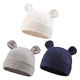 Duoyeree Baby Hat Newborn Hat Adorable Cotton Bear Ear Beanie Cap for Infant Girl Boy 0-6 Months, Gr