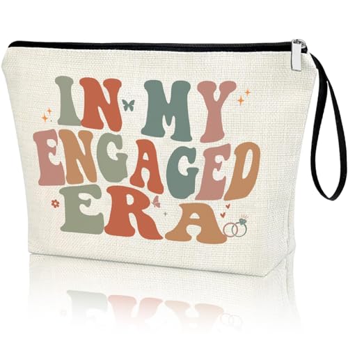 Creakraft IN MY ENGAGED ERA Makeup Bag Bridal Shower Gift Engaged Bachelorette Bride Stuff TS Fans Inspiration Merch Travel Cosmetic Zipper Bag