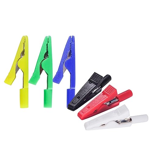 Image of can Connect 2mm Banana Jack Test Probe & 2mm Banana Plug 12pcs Full Insulated Safety Mini Test Alligator Clips Crocodile Clamps Jaws for Electrical Laboratory Measuring 6 Colors