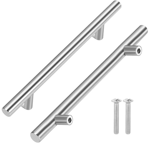 20 Pcs Kitchen Door Handles Cupboard Handles Silver Hole Centers 130mm T Bar Stainless Steel Drawer Pulls Door Knobs for Kitchen Cupboard Drawer Cabinet Wardrobe Bathroom 7.8 in Long with 40 Screws