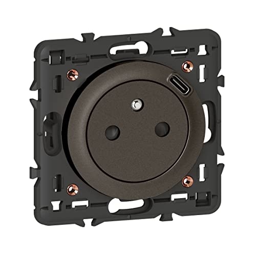 Legrand - Prise de courant Surface Céliane avec chargeur Type-C - 1,5A- 7,5W en face avant de la prise - Graphite