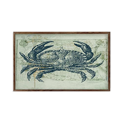 Plaque en bois crabe 30x55cm déco marine vintage pour cuisine et chambre