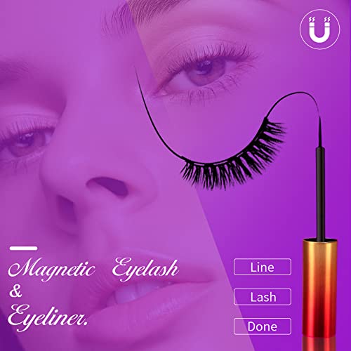 Magnetic Eyelashes,3D Natural Magnetic Eyelashes With Eyeliner Kit,Natural Look Reusable Magnetic Lashes With Eyeliner And Tweezers,5 Pairs Magnetic Eyelash Kit,No Glue Needed (5 Pairs) #TOP5