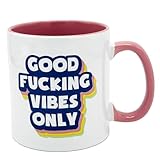 Island Dogs Large 22 oz Funny Coffee Mug – Retro-Style Good Vibes Only, Oversized Ceramic Mug with Colorful Design, Microwave & Dishwasher Safe, Great Gift for Friends, Coworkers & Coffee Lovers