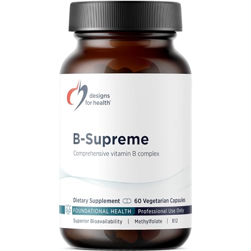 Designs for Health Vitamin B Supreme - B Complex Vitamins for Metabolism, Energy Support + Heart Health - Folate, Vitamin B12, Niacin, Biotin, Vitamin B6 + Thiamine B1 Supplement (60 Vegan Capsules)