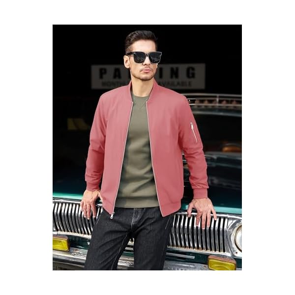 MAGCOMSEN Men's Bomber Jacket Lightweight Casual Windbreaker Spring Fall Zip Up Coat with 5 Pocket