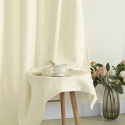 LAMIT 72 Inch Linen Curtains for Bedroom, Grommet Thick Linen Textured Privacy Drapes Light Filtering Window Treatments Curtains for Living Room, Set of 2 Panels (52 x 72 Inch, Light Beige) by LAMIT - Image 8