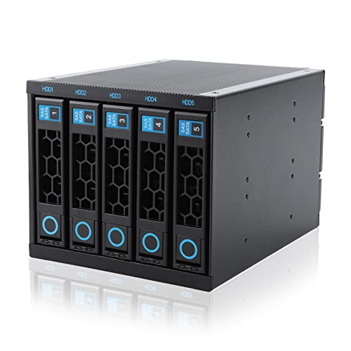 Rackchoice Internal Hard Drive Enclosure 5X2.5”/3.5” Sata/Sas Hard Drive Backplane 6 Gbps Hdd Hotswap In 3Xexternal 5.25" Bay #TOP3