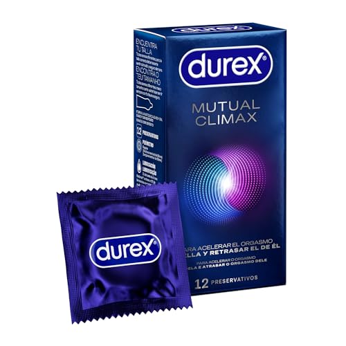 Durex Preservativos Mutual Climax, para acelerar el orgasmo de ella y retrasar el de él, 12 condones