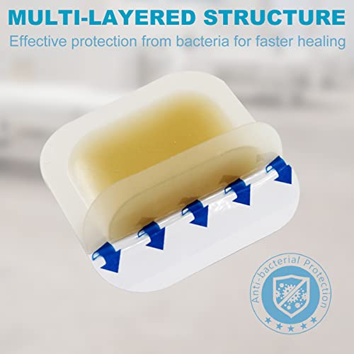 [Pack Of 10] Bordered Hydrocolloid Adhesive Bandages 4" X 4" Hydrocolloid Patches, Sterile Large Size Hydrogel Wound Dressing, Fast Healing Pads For Bedsores, Surgical Wound, Zit And Acne Prone #TOP3