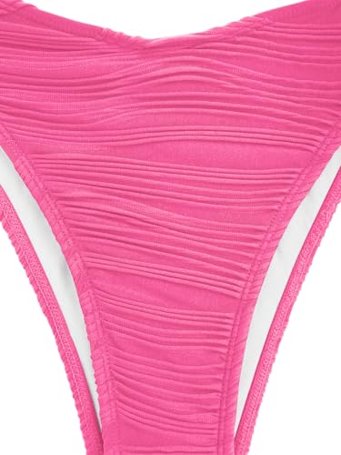 Image of ZAFUL Women Strapless Textured Bandeau Bikini 2 Piece Swimwear Cheeky Solid Lace up Bathing Suits