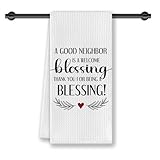 CosxHabitat Best Neighbor Gifts Kitchen Dish Towels, Thank You Christmas Housewarming Farewell Gifts for Neighbors Friends Decorative Hand Tea Towels for Kitchen Bathroom, 16x24 Inches