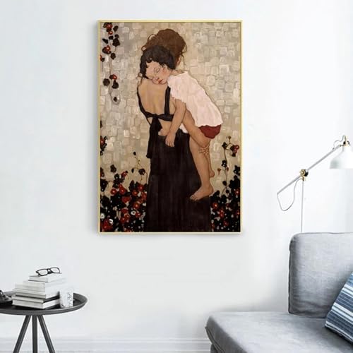 Peinture mère et enfant pour décorer un salon chaleureux toile 50x70 cm