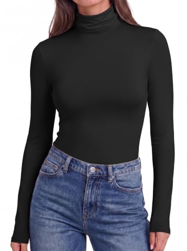 Ekouaer Langarmshirt Damen Rollkragen Thermo Tops Unterhemd 1&3 Pack