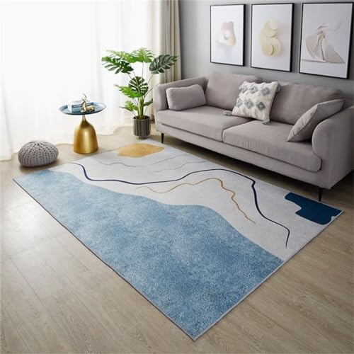 Tapis de chambre d'enfant bleu lavable pour espace de jeu