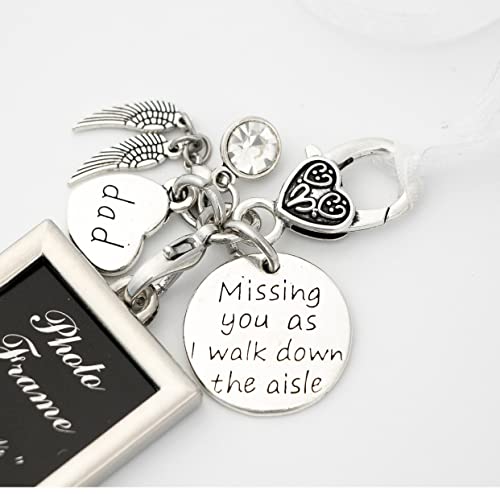 Harper Olivia Silver Bridal Bouquet Photo Charm Missing You As I Walk Down The Aisle Wedding Memorial Gift For Dad #TOP5