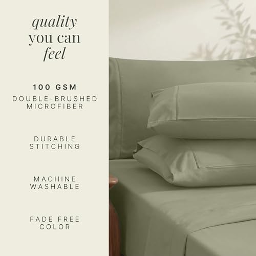 Image of Hearth & Harbor Extra Deep Pocket Sheets - Fits Mattress 18-24 Inches Deep - Extra Deep Pocket Split King Size Sets - 7 Piece Split King Size - Sage