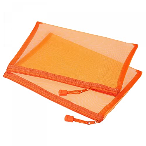 sourcing map Sacs de tirette de maille, poches de stockage de trousse de crayon de poche de tirette pour des, orange.