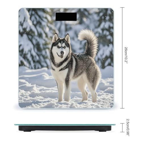 Báscula de baño digital con diseño de husky en la nieve miniatura 2