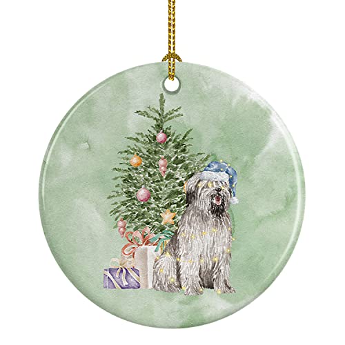 Caroline's Treasures Briard #2 and Tree Ceramic Ornament Christmas Tree Hanging Decorations for Home Christmas Holiday, Party, Gift, 3 in, Multicolor