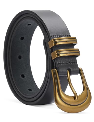TYWestyles Western Belts for Woman-100% Genuine Leather Belt with Gold