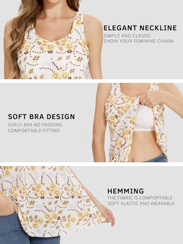 Image of Rosyline Tank Top for Women with Built in Bra Flowy Swing Undershirt Tank Tops S-4XL