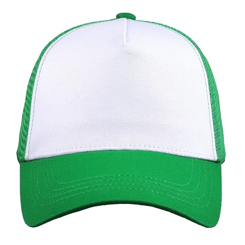 Image of Falari 5-Panel Mesh Baseball Cap, Trucker Hat, Structured Plain Design, Cotton, Adjustable Size