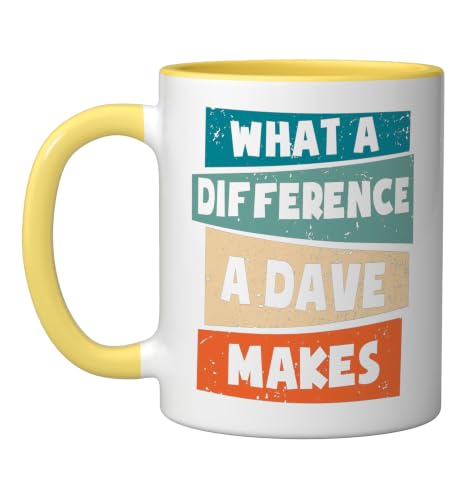 What A Difference A Dave Makes Ceramic Mug, Yellow/White, 11oz