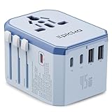 EPICKA Universal Travel Adapter GaN 45W, European Travel Plug Adapter with PD&QC Fast Charging(2 USB-A & 3 USB-C Ports) - Worldwide Travel Essentials, International Power Adapter for UK/US/AU (Blue)