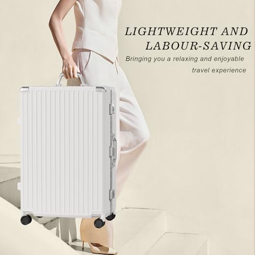 Image of AnyZip Luggage Sets 2 Piece Aluminum Frame Carry On and Checked Suitcase PC ABS Hard Shell TSA Lock No Zipper(White, 20 /28)