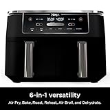 Ninja R-AD300CO Foodi 6-in-1 10-qt. XL 2-Basket Air Fryer with DualZone Technology, Black (Renewed)