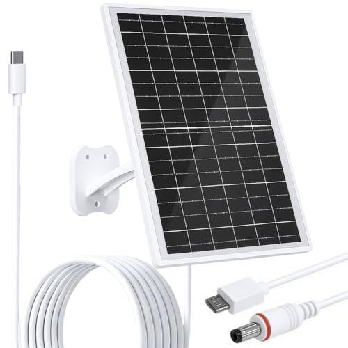 FUTUREZEN 13W Solar Panel for Security Cameras & Trail Cameras, USB-C, Micro USB & 5.5x2.1mm DC Output, IP66 Waterproof, 360° Adjustable Mount, 7.2FT Cable