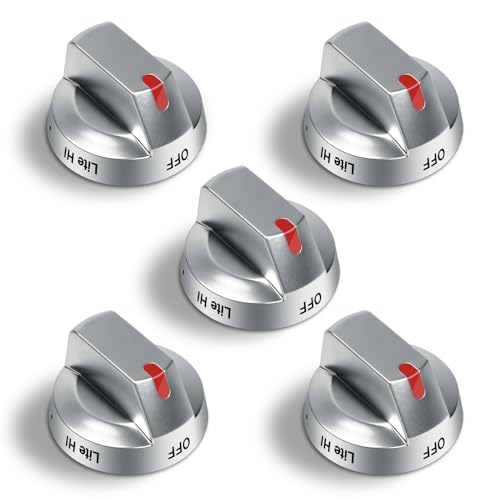 DG94-03500A/Z (5PCS) Stove Oven Replacement Knob Compatible with Samsung, DG94-03500U DG94-03500X Range Knobs, knobs for NX60T8111SS NX60T8311SG NX60T8711SS, Silver