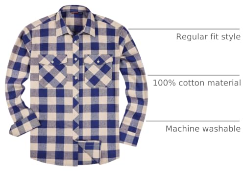 Image of Alimens & Gentle Men's Button Down Regular Fit Long Sleeve Plaid Flannel Casual Shirts