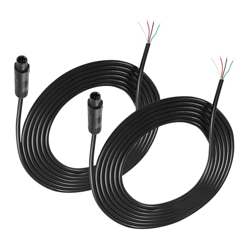 Image of MEIRIYFA 4 Pin Dash Cam Cable Rear Camera Wire Pigtail Cable Male to Bare Wire Rear View Backup Camera Extension Cord,2 Pack Dash Cam Rearview Mirror Cable for Pick-up Trucks,Trailer,RV,SUV,Bus -6.5FT