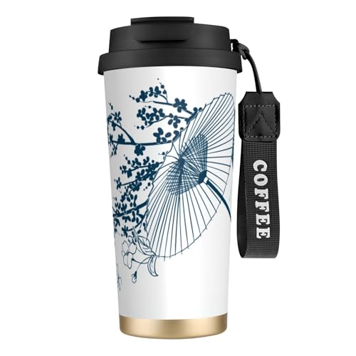 タンブラー 和風 和傘 桜 和柄 上品 マグボトル コーヒーカップ 水筒 保温 保冷 ウォーターボトル 蓋付き ストロー付き 直飲み おしゃれ プレゼント