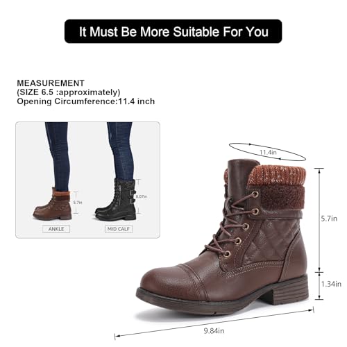 Image of STQ Womens Combat Boots Lace Up Ankle Booties With Side Zipper Fall Winter
