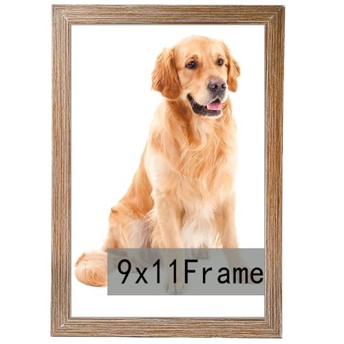 RUN HELIX 9x11 Picture Frame Brown for Wall Hanging or Tabletop- Wall Mounting Horizontally or Vertically, 9x11Wall Gallery Poster Photo Frame for 11