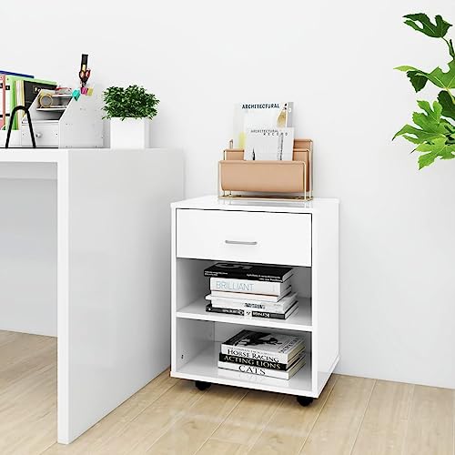 BUKSCYJS Storage Cabinet High Gloss White Manufactured Wood Compact Wall-Mounted Cabinet for Bathroom