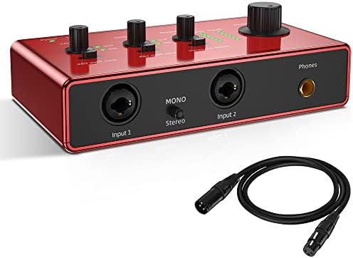 USB Audio Interface with XLR Microphone Cable, Dual XLR Audio Interface for Recording, Streaming and Podcasting Support Optical and 1/4" output